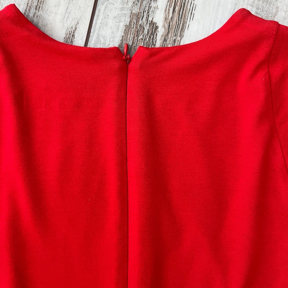 Ann Taylor Red Cap Sleeve Tie-Waist Sheath Dress Petite 2P - Picture 5 of 12